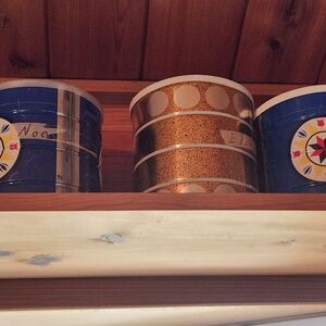 authentic vintage Decorative Blue and Gold Food Storage Containers